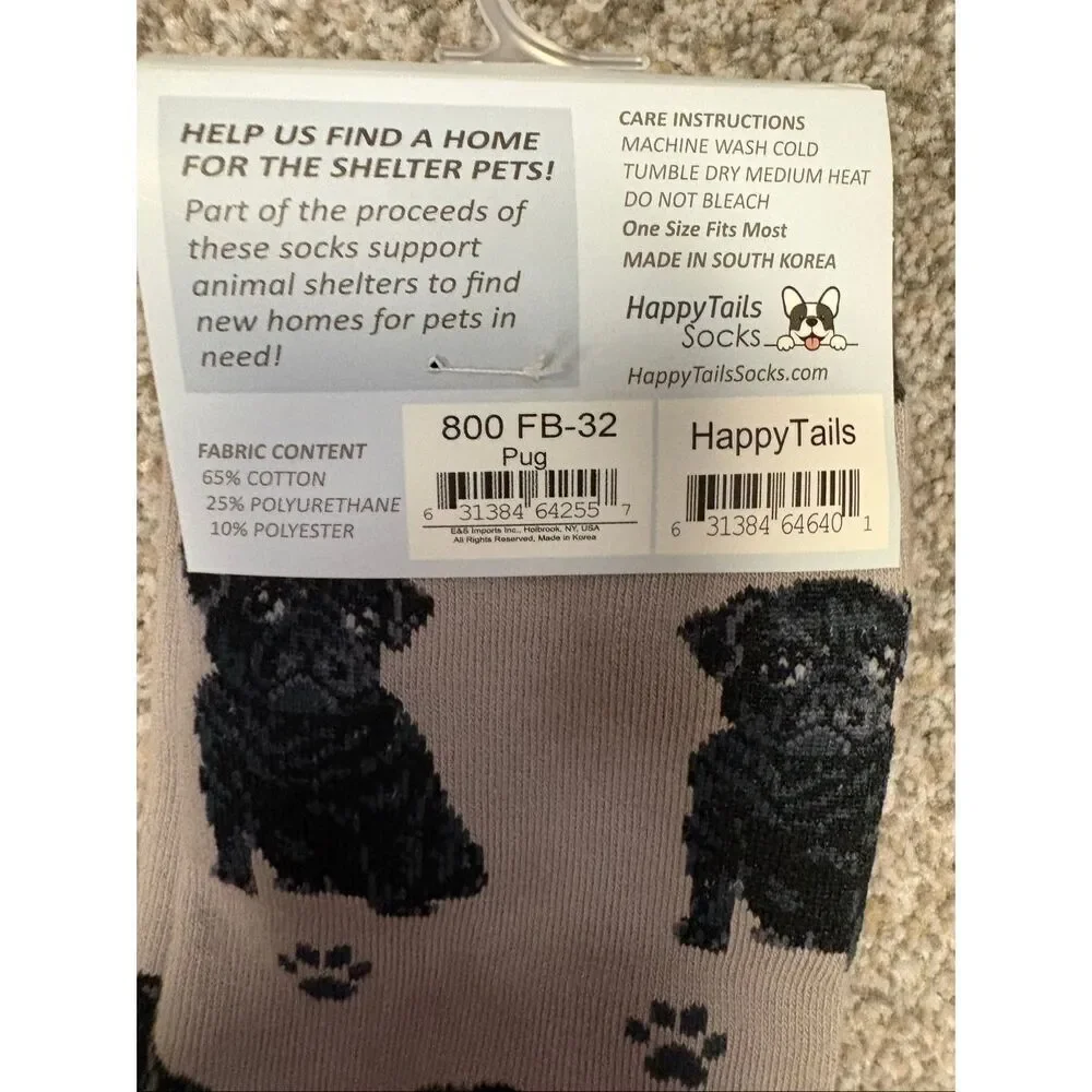 Happy Tails Black Pug socks